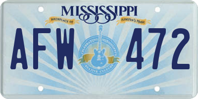 MS license plate AFW472