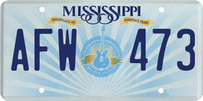MS license plate AFW473