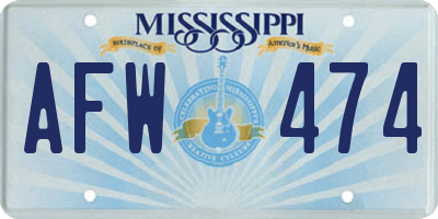 MS license plate AFW474