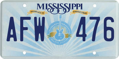 MS license plate AFW476