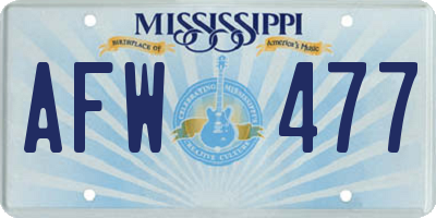 MS license plate AFW477
