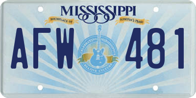 MS license plate AFW481