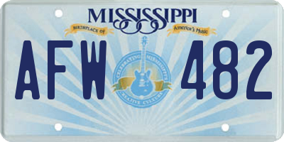 MS license plate AFW482