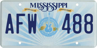 MS license plate AFW488