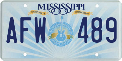 MS license plate AFW489