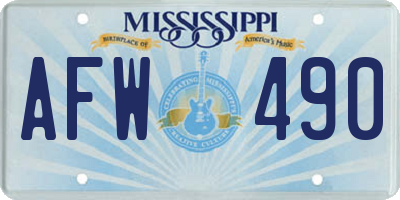 MS license plate AFW490