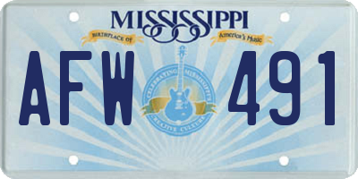 MS license plate AFW491
