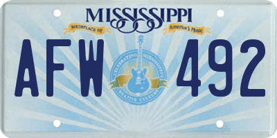 MS license plate AFW492