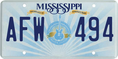 MS license plate AFW494