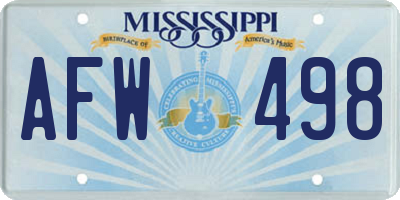 MS license plate AFW498
