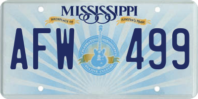 MS license plate AFW499