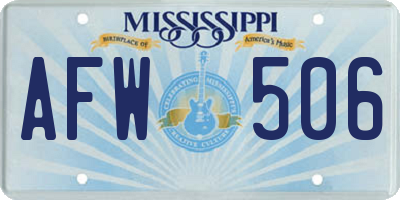 MS license plate AFW506