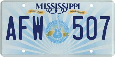 MS license plate AFW507