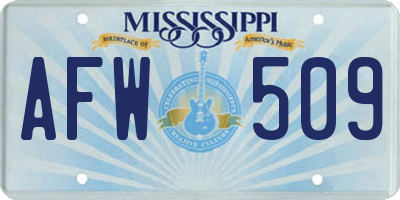 MS license plate AFW509