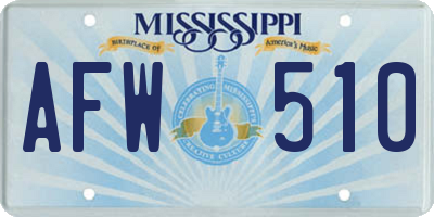 MS license plate AFW510