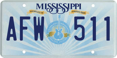 MS license plate AFW511