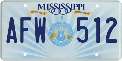 MS license plate AFW512