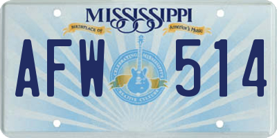 MS license plate AFW514