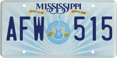 MS license plate AFW515