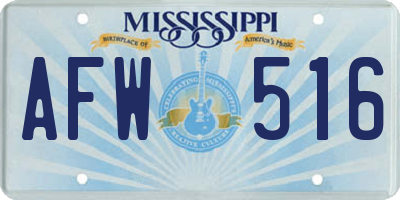 MS license plate AFW516