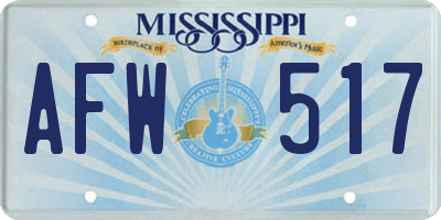 MS license plate AFW517