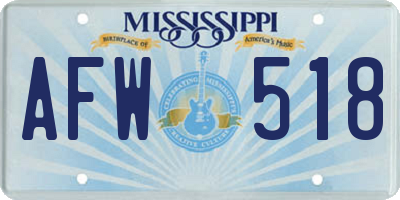 MS license plate AFW518