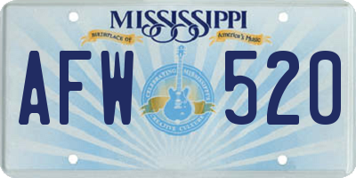 MS license plate AFW520