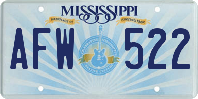 MS license plate AFW522