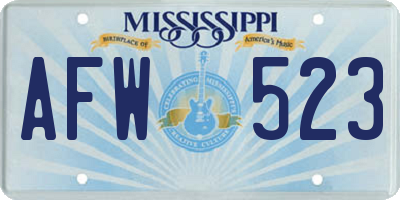 MS license plate AFW523