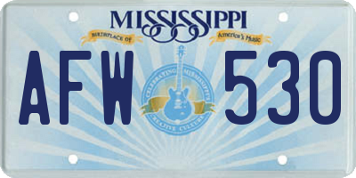 MS license plate AFW530