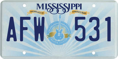 MS license plate AFW531