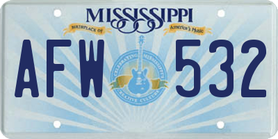 MS license plate AFW532