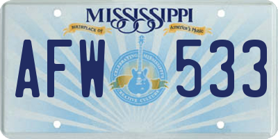 MS license plate AFW533