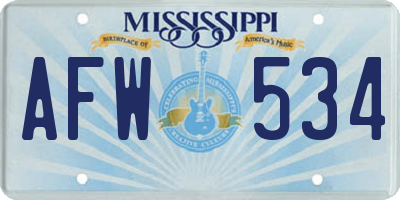 MS license plate AFW534