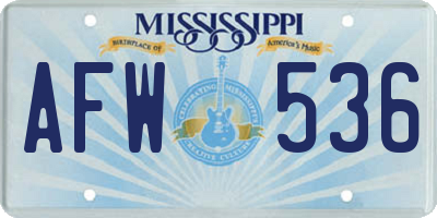 MS license plate AFW536