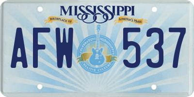 MS license plate AFW537