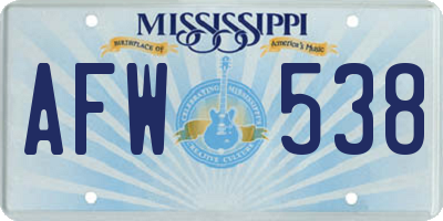 MS license plate AFW538
