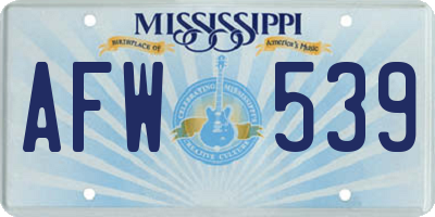 MS license plate AFW539