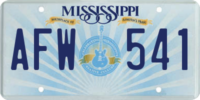 MS license plate AFW541