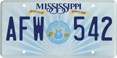 MS license plate AFW542