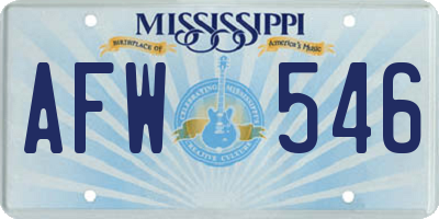 MS license plate AFW546