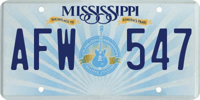MS license plate AFW547