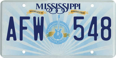 MS license plate AFW548