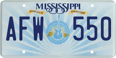 MS license plate AFW550