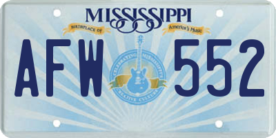 MS license plate AFW552