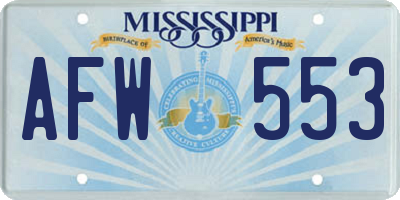 MS license plate AFW553