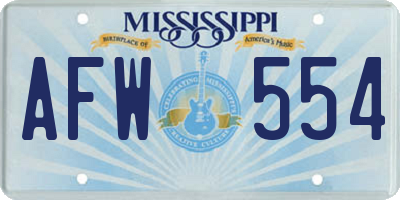 MS license plate AFW554