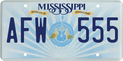 MS license plate AFW555