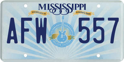 MS license plate AFW557