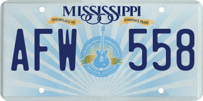 MS license plate AFW558